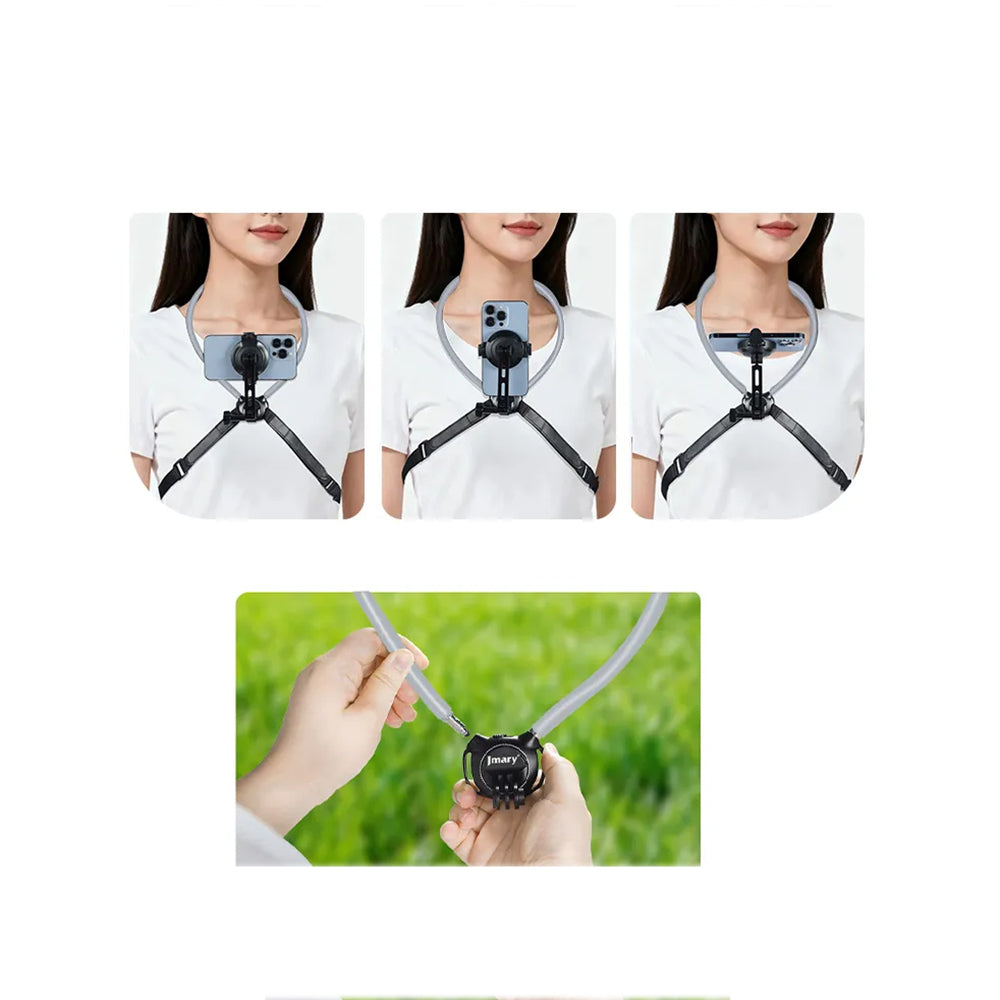Jmary MG-03 2in1 Eller Serbest Magnetik Boyun Askılı Telefon Tutucu Siyah