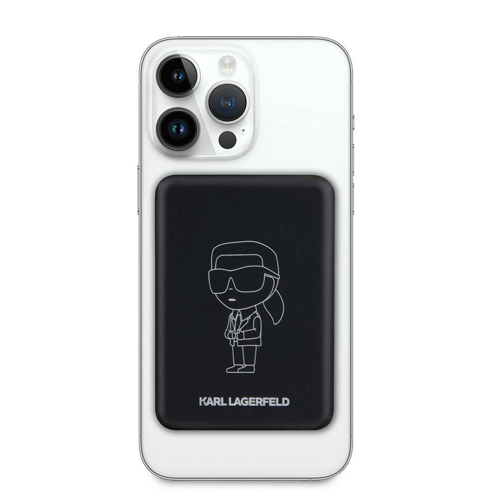 Karl Lagerfeld Led Işıklı Göstergeli Magsafe Magnetik Orjinal Lisanslı Powerbank 3000 Mah Siyah