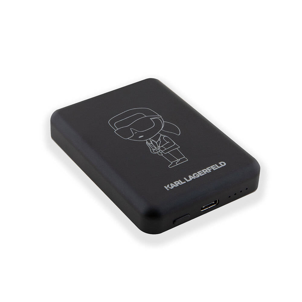 Karl Lagerfeld Led Işıklı Göstergeli Magsafe Magnetik Orjinal Lisanslı Powerbank 5000 Mah Siyah