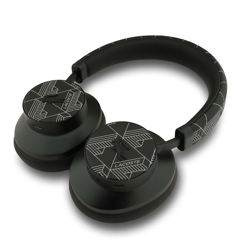 Lacoste Orjinal Lisanslı LH02 ANC Taşıma Çantalı Ayarlanabilir Kulak Üstü Bluetooth Kulaklık v5.4 Siyah-Beyaz