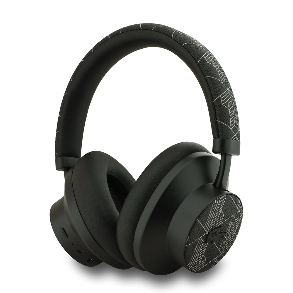 Lacoste Orjinal Lisanslı LH02 ANC Taşıma Çantalı Ayarlanabilir Kulak Üstü Bluetooth Kulaklık v5.4 Siyah-Beyaz