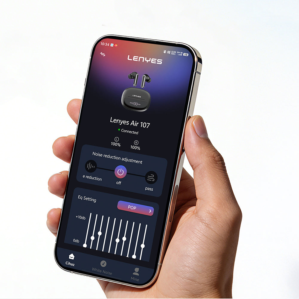 Lenyes Air 107 ANC/ENC Teknolojili 360 Derece Panaromik Ses Özellikli Kulak İçi Bluetooth Kulaklık v6.0 Beyaz