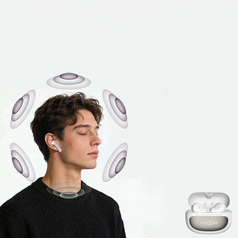 Lenyes Air 107 ANC/ENC Teknolojili 360 Derece Panaromik Ses Özellikli Kulak İçi Bluetooth Kulaklık v6.0 Beyaz