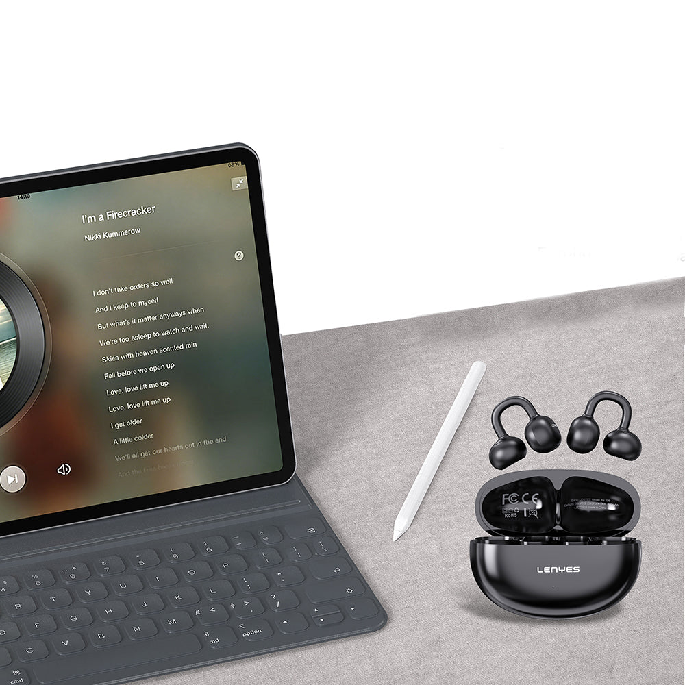 Lenyes Air 208 Hi-Fi Ses Özellikli 13mm Dinamik Sürücülü Bluetooth Kulaklık v6.0 Siyah