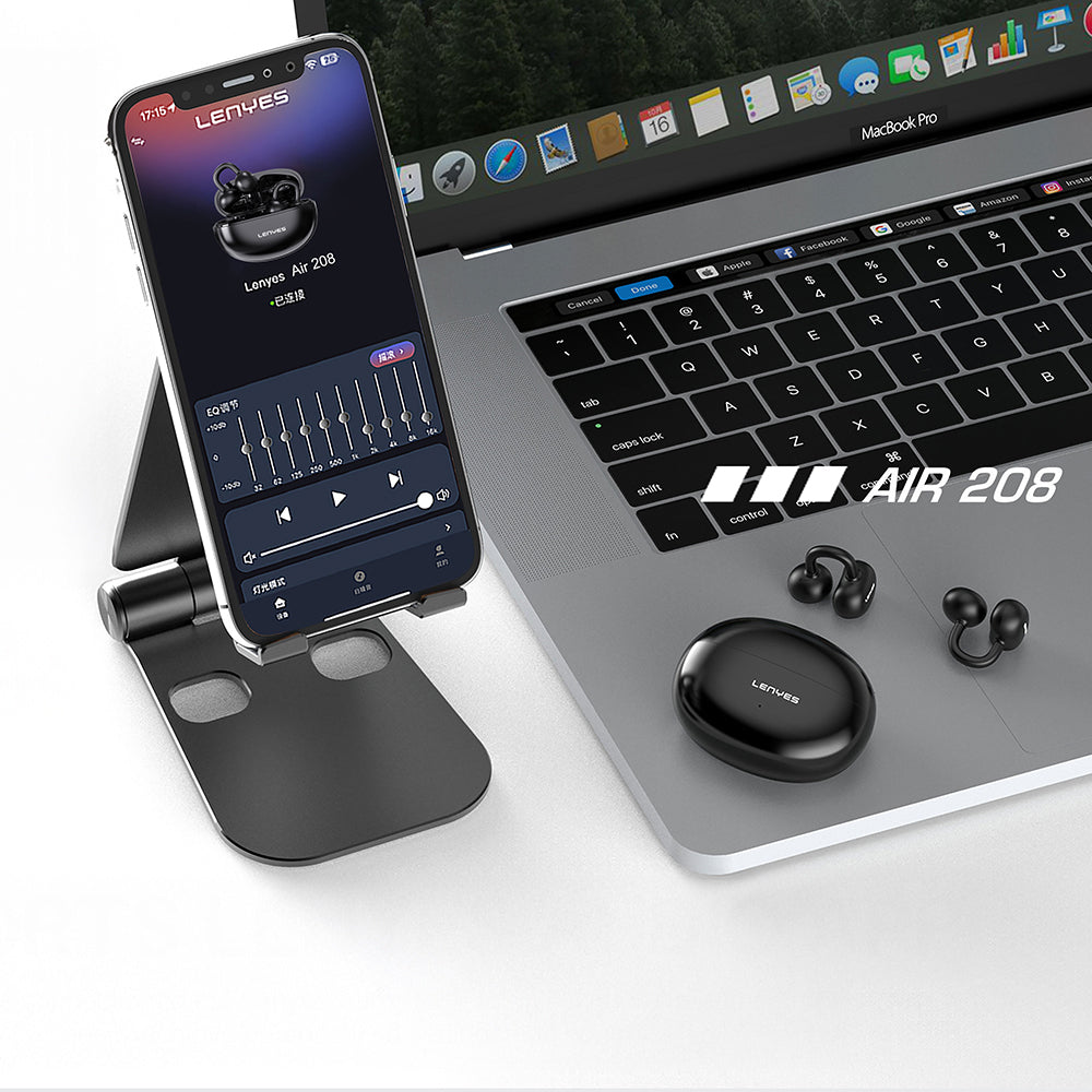 Lenyes Air 208 Hi-Fi Ses Özellikli 13mm Dinamik Sürücülü Bluetooth Kulaklık v6.0 Siyah