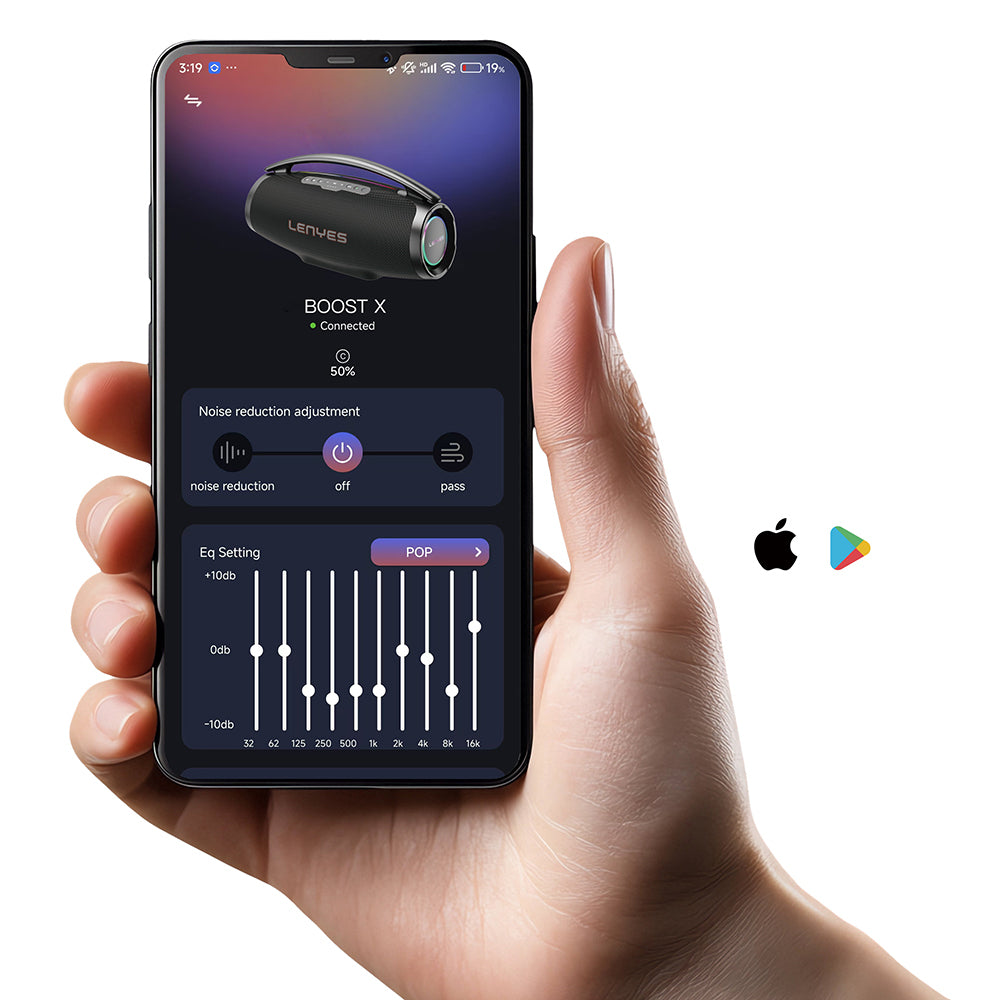 Lenyes Boost X Serisi RGB Işıklı Çift Mikrofonlu Taşınabilir Bluetooth Hoparlör v5.3 600W Siyah