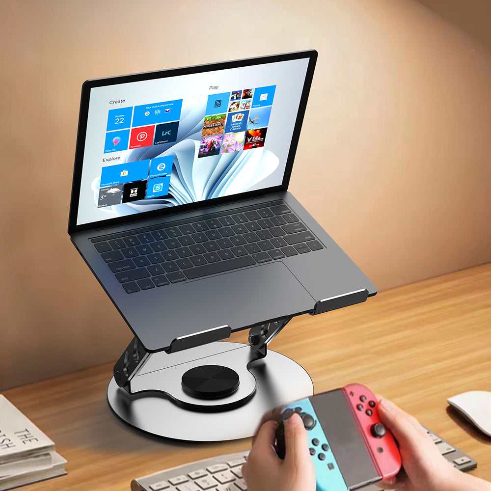 Lenyes CR190 360 Derece Dönebilen Katlanabilir Laptop Standı Gümüş