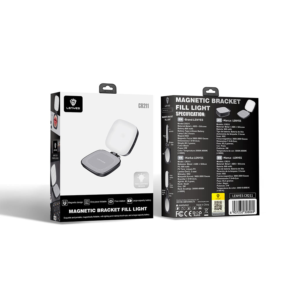 Lenyes CR211 360 Dönebilen Bataryalı Magnetik Telefon Üstü Aydınlatma Işığı Siyah