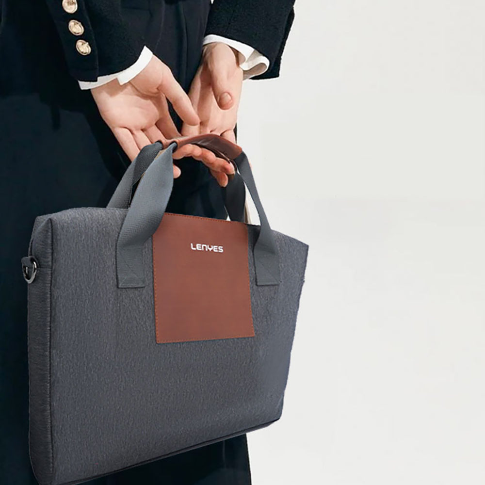 Lenyes LB544 Rambler Serisi Polyester Kumaş 15-16 inç Su Geçirmez Laptop Çantası Gri