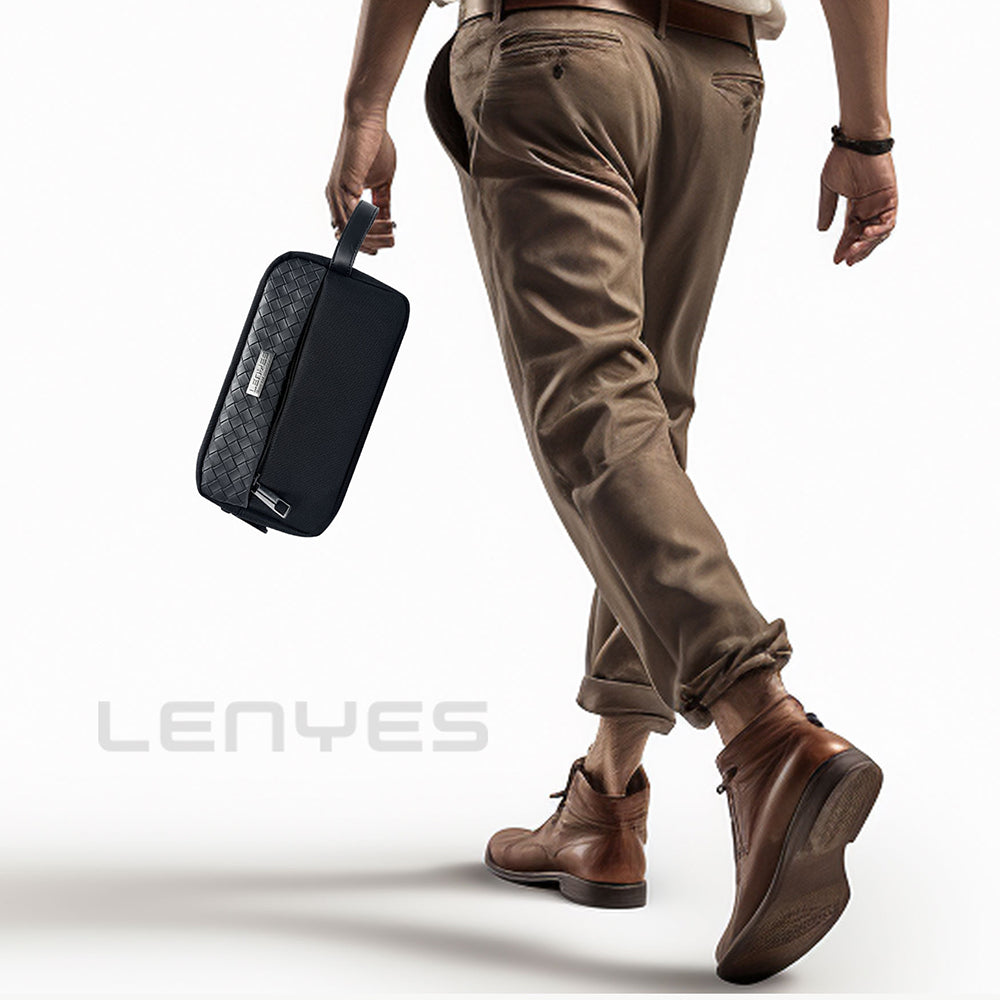 Lenyes LB551 Voyagers Serisi 1200D Polyester Kumaş Bilek Askı Kayışlı Mobil Aksesuar Çantası Siyah