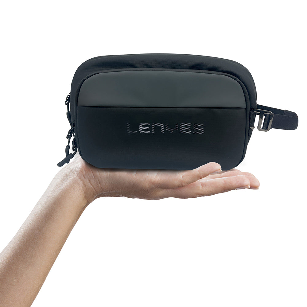 Lenyes LB560 Su Geçirmez Aşınmaya ve Çizilmeye Dayanıklı Çapraz Vücut Askılı Omuz ve El Aksesuar Çantası 20cm Siyah