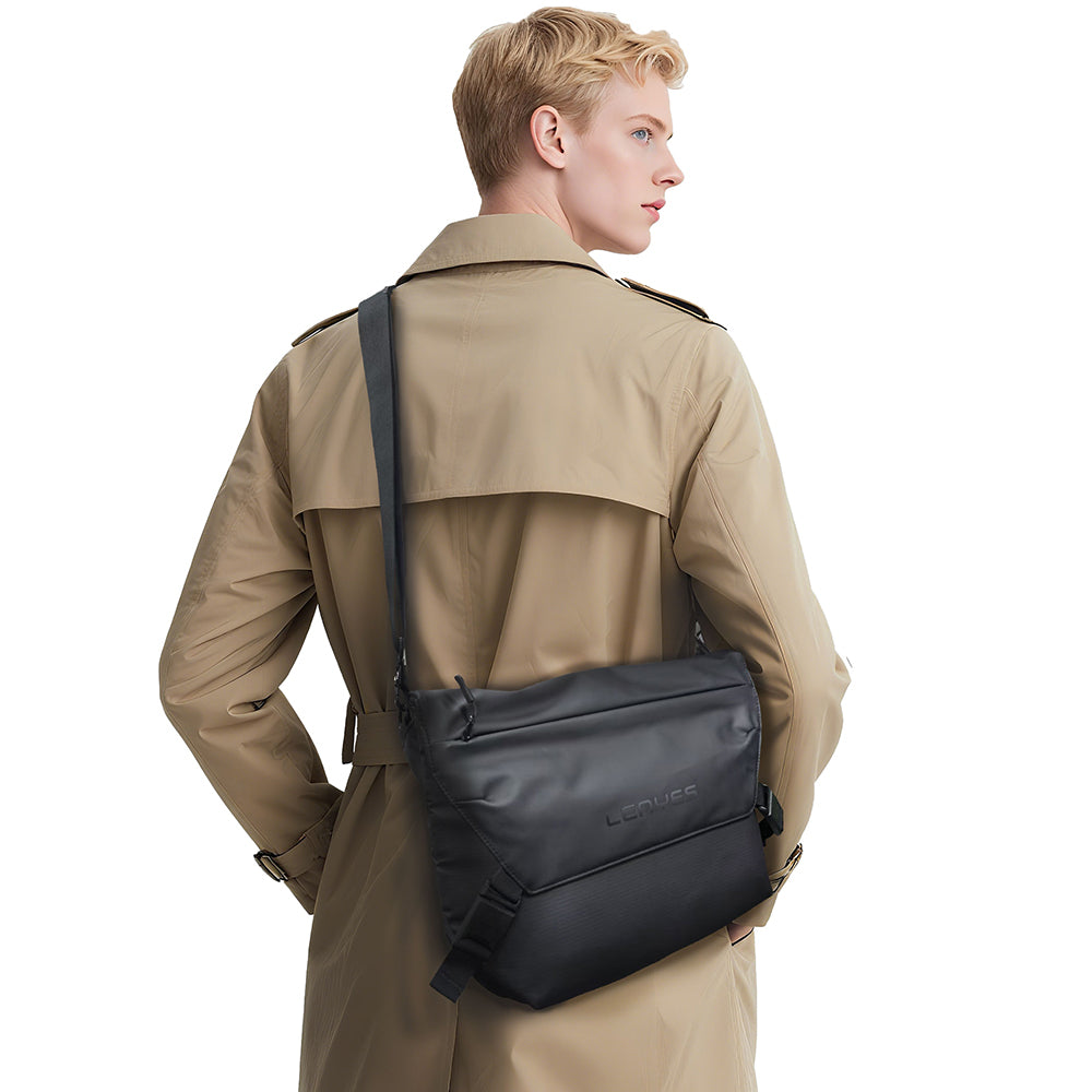 Lenyes LB562 Dreamer Crossbody Serisi Su Geçirmez Deri Tasarımlı Çapraz Vücut Çantası Siyah