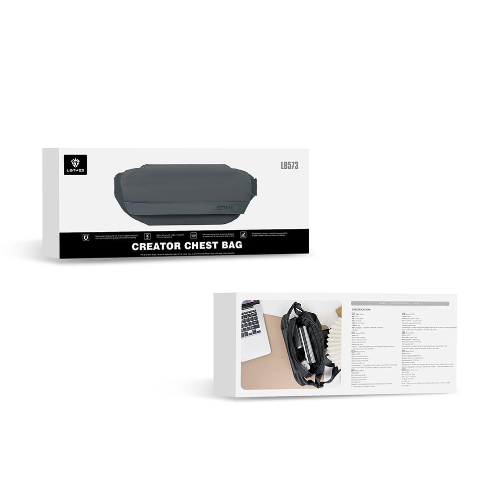 Lenyes LB573 Creator Serisi Su Geçirmez Polyester Kumaş Ayarlanabilir Askılı Bel Çantası Gri
