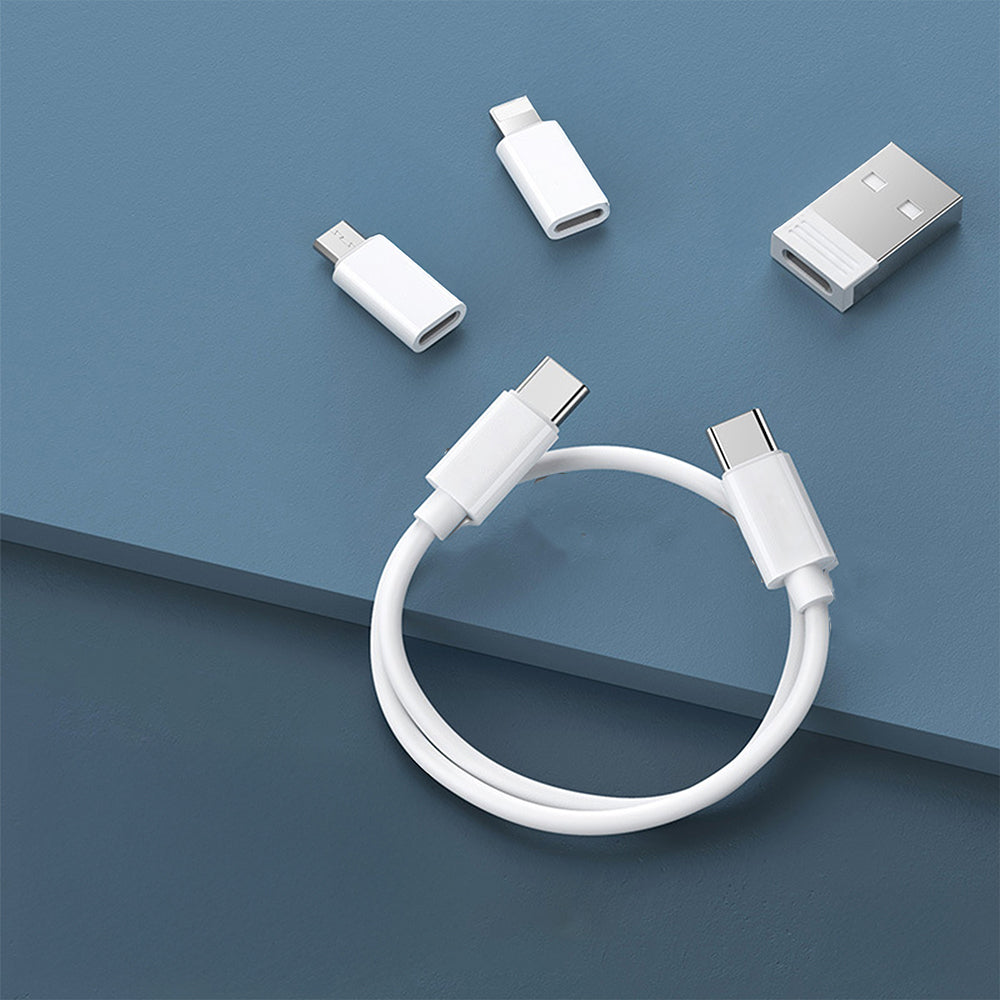Lenyes LB601 6in1 Type-C to Type-C Kablolu 60W Çevirici Adaptör Seti Standlı Saklama Kutusu Beyaz