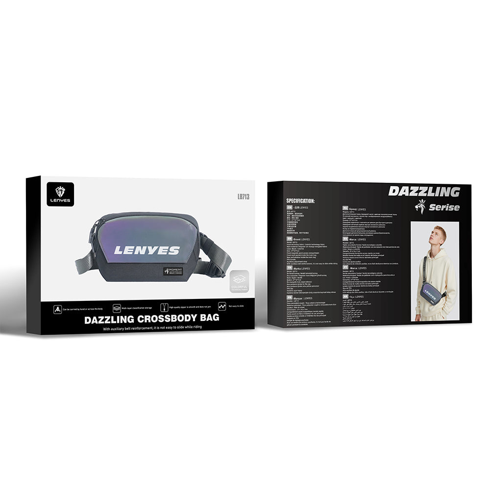 Lenyes LB713 Dazzling Crossbody Serisi Çok Amaçlı Su Geçirmez Çapraz Vücut Çantası Siyah