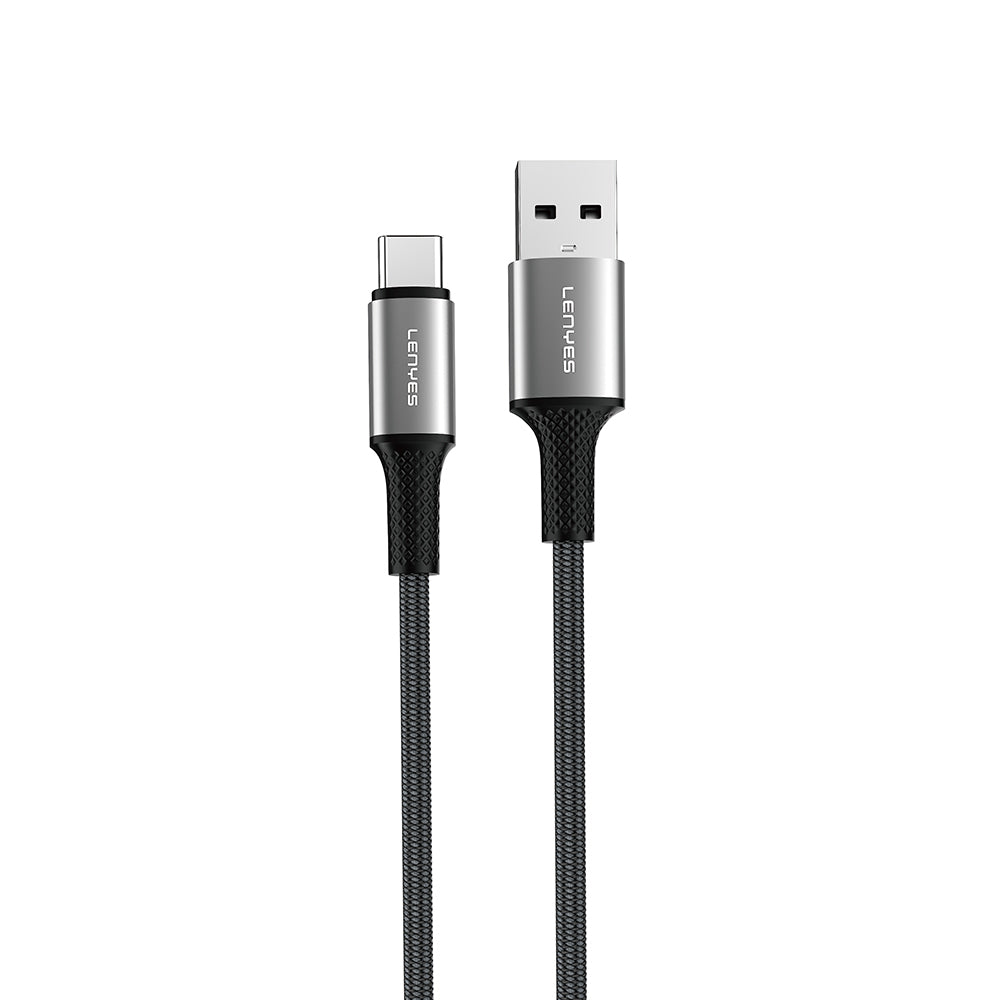 Lenyes LC565 USB-A to Type-C Örgü Tasarımlı Hızlı Şarj Özellikli Data ve Şarj Kablosu 12W 1M Siyah