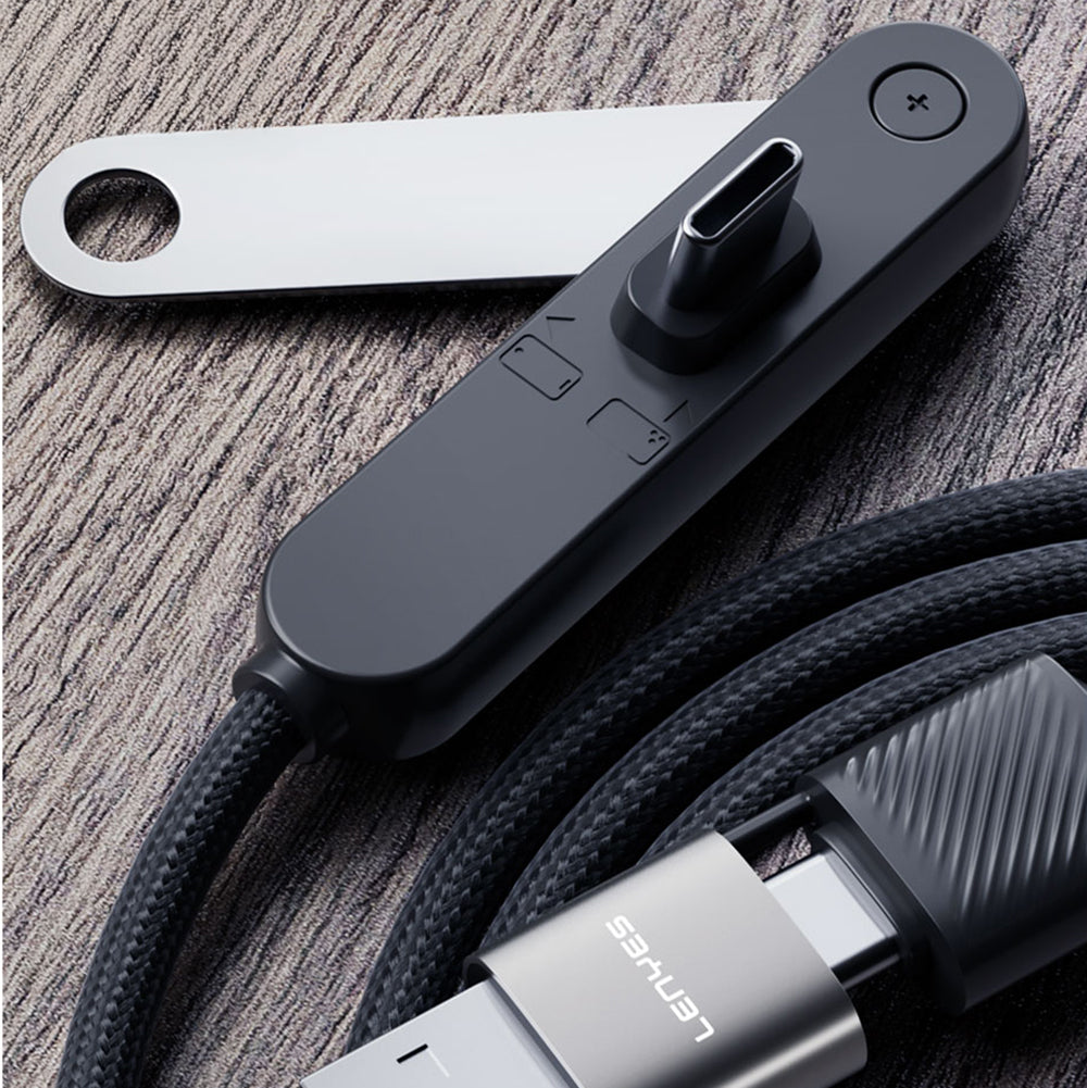 Lenyes LC569 2in1 USB-A - Type-C + Type-C Standlı Data ve Şarj Kablosu 240W 1.2M Siyah