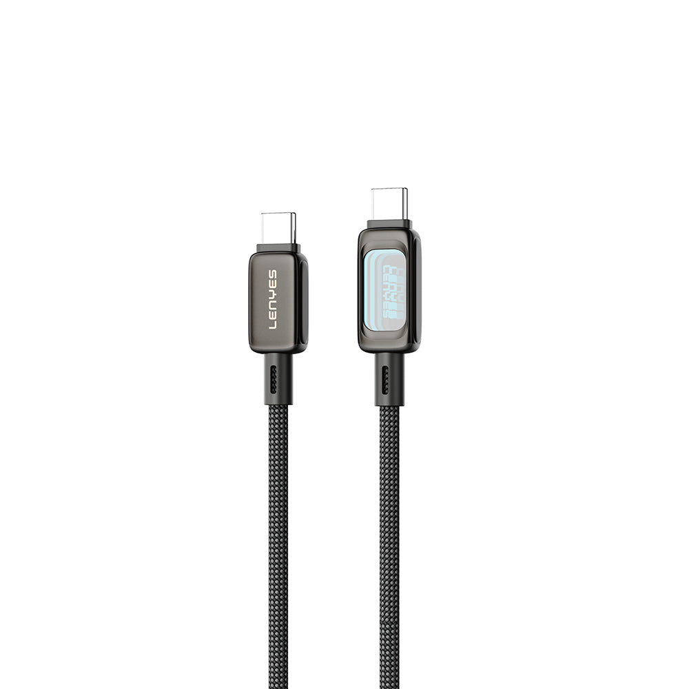 Lenyes LC570 Abyss Mirror Type-C to Type-C Data ve Şarj Kablosu 100W 1.2M Siyah