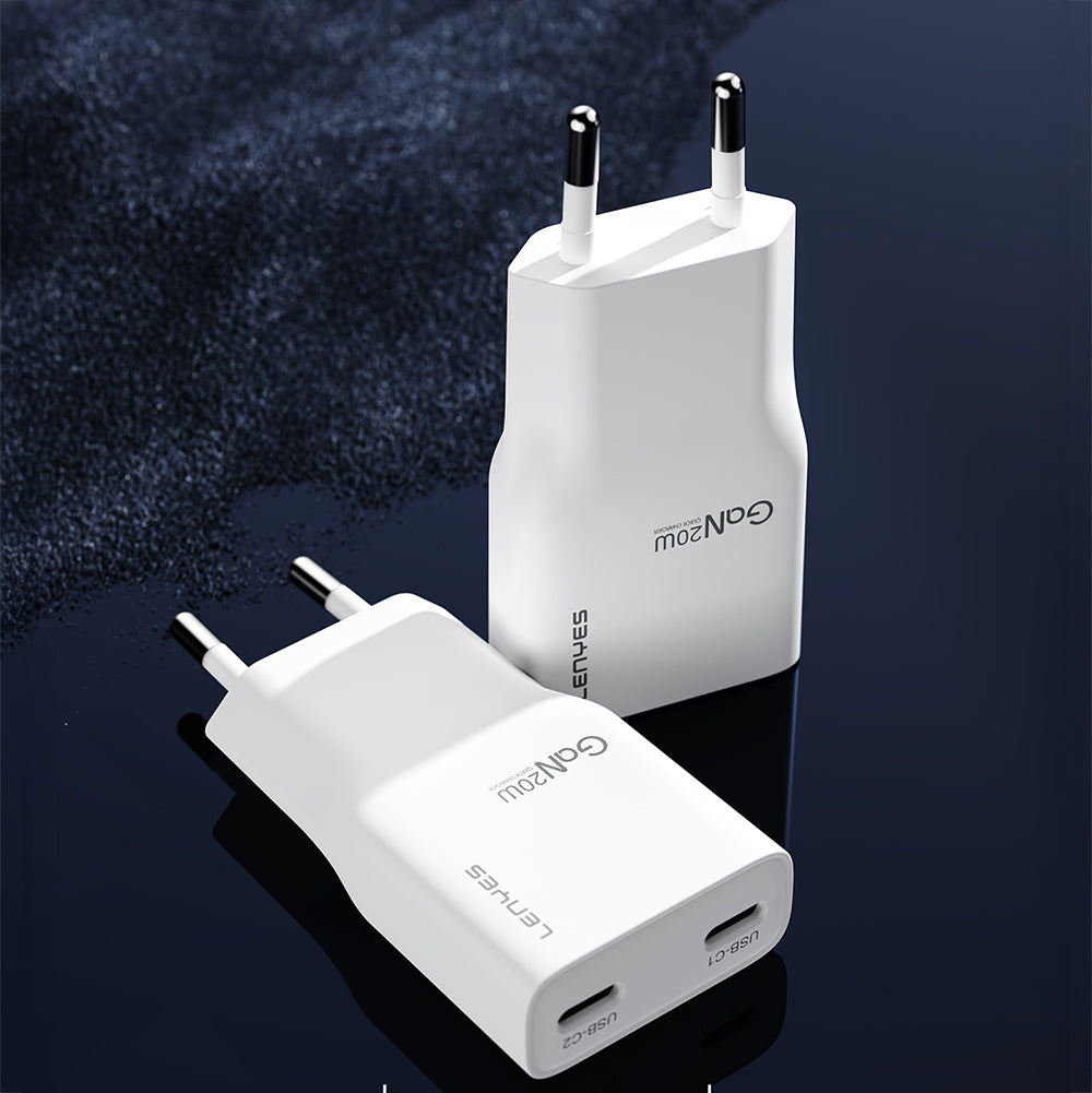 Lenyes LCH15-EU TC-L Type-C to Lightning GaN Teknolojili PD Hızlı Şarj Özellikli Şarj Seti 20W Beyaz