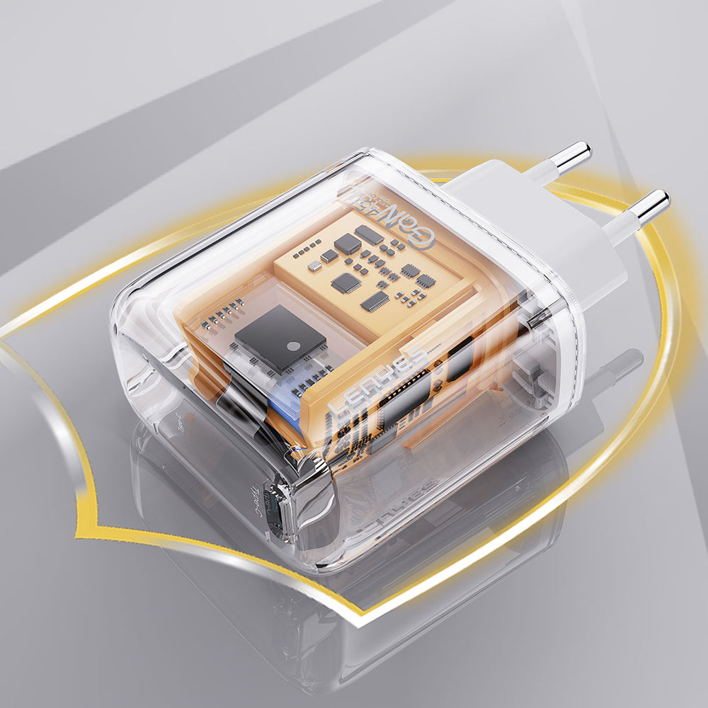 Lenyes LCH93 Type-C ve USB GaN Teknolojili PD Hızlı Şarj Özellikli Şarj Başlığı 30W Beyaz