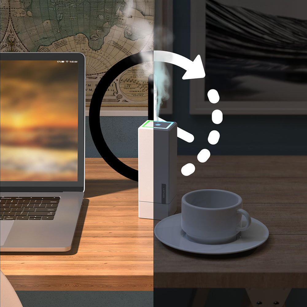 Lenyes LHU02 Küp Tipi RGB Atmosfer Işıklı Nano Sprey Sessiz Hava Nemlendirici Beyaz