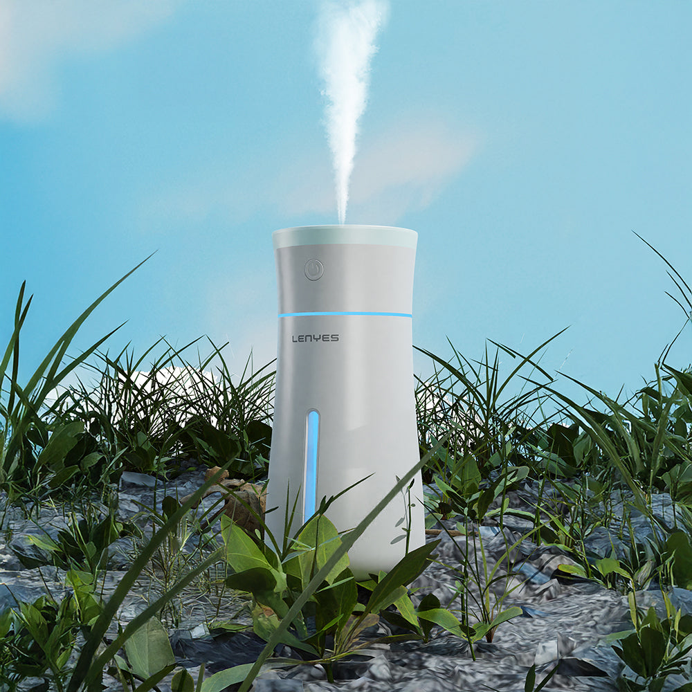 Lenyes LHU03 Vazo Tipi RGB Atmosfer Işıklı Nano Sprey Sessiz Hava Nemlendirici Beyaz