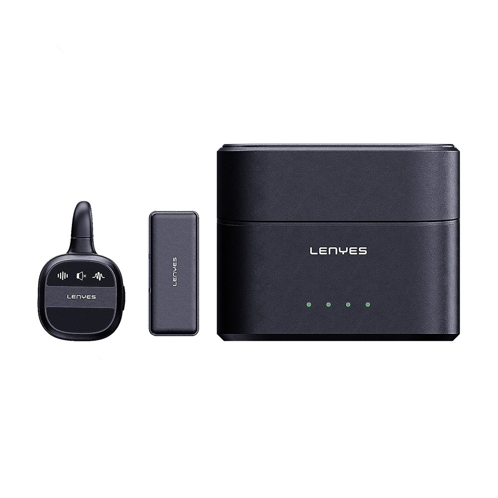 Lenyes LM209 Type-C Portlu Kablosuz Yaka Mikrofonu Siyah
