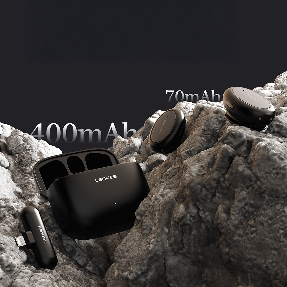 Lenyes LM211-L Yapay Zeka Destekli Lightning Portlu Kablosuz Yaka Mikrofonu Siyah