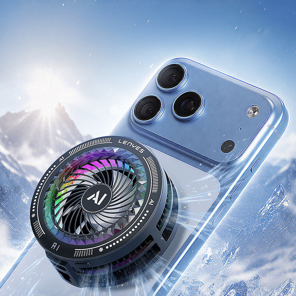 Lenyes LPC205 Akıllı Sıcaklık Kontrollü Adaptif AI Modlu RGB Işıklı Alüminyum Telefon Soğutucu Fan Siyah