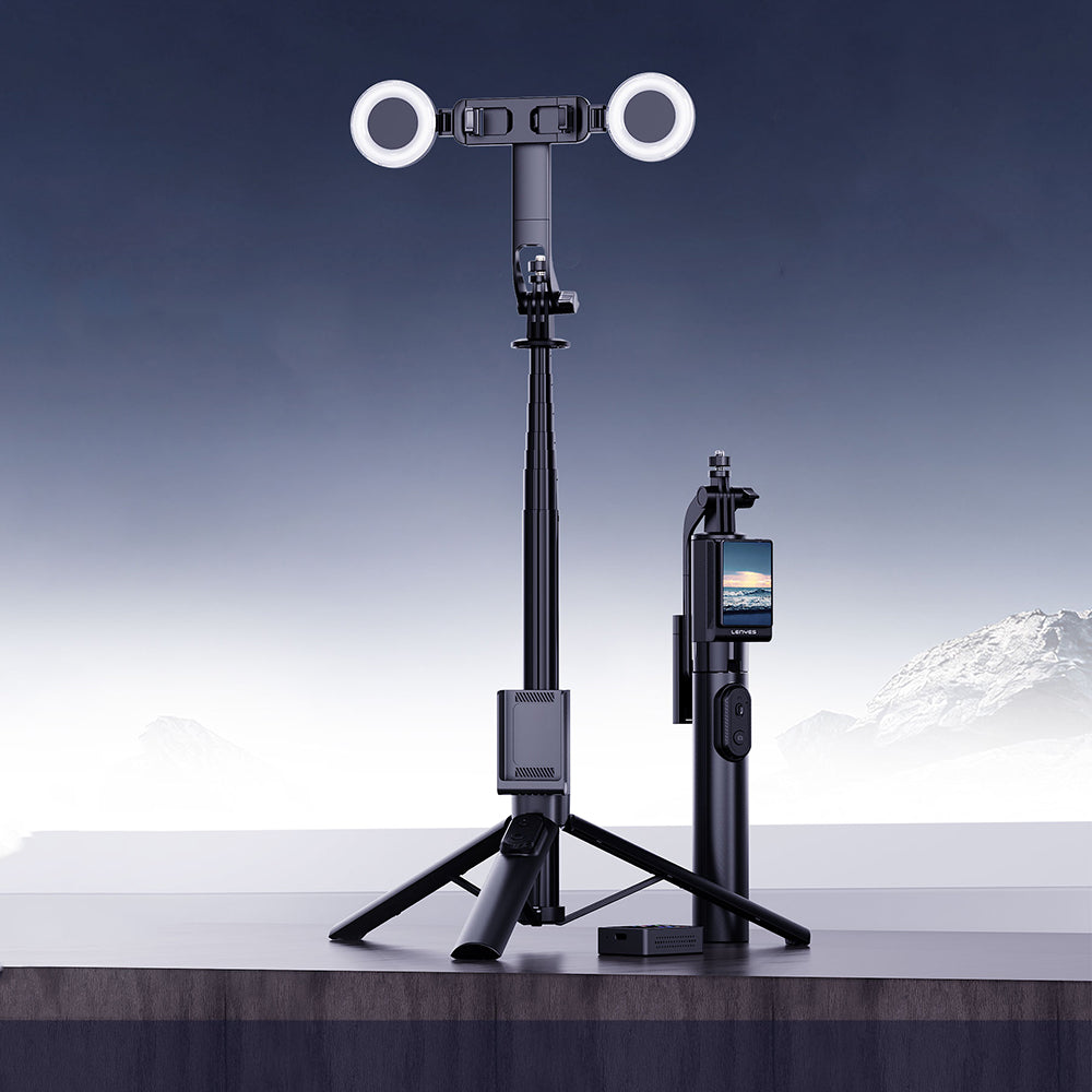 Lenyes LPH120 Uzaktan Kumandalı Çok Fonksiyonlu Sabitleyici Ekranlı Tripod ve Selfie Çubuğu Siyah