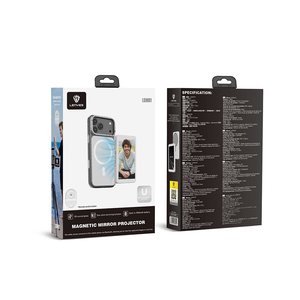 Lenyes LSM01 Bluetooth Kumandalı Magnetik Wireless Ekran Yansıtma Cihazı Beyaz