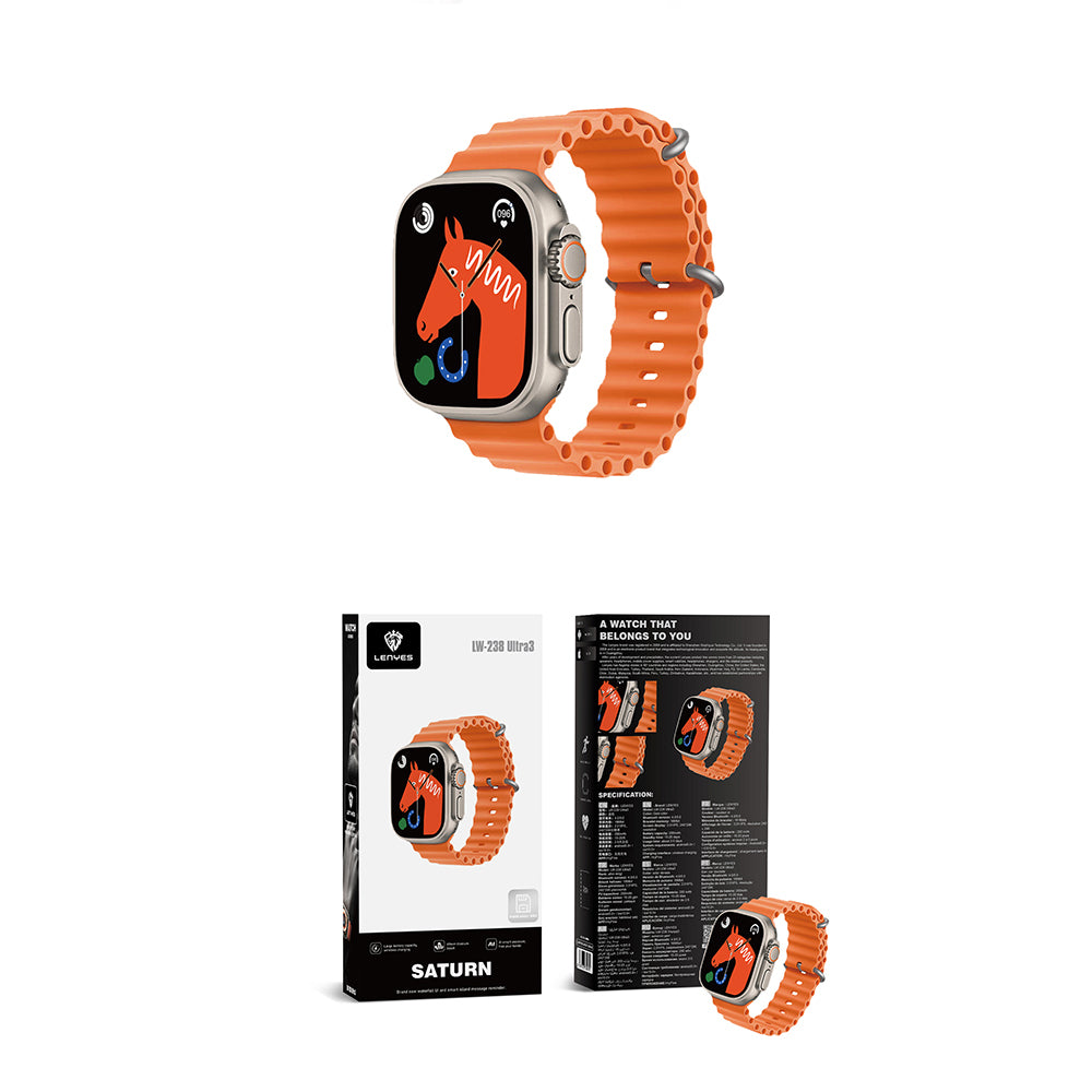 Lenyes LW-238 Ultra3 Saturn Serisi iOS ve Android Uyumlu Akıllı Saat Gold