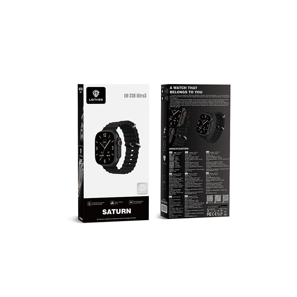 Lenyes LW-238 Ultra3 Saturn Serisi iOS ve Android Uyumlu Akıllı Saat Gold