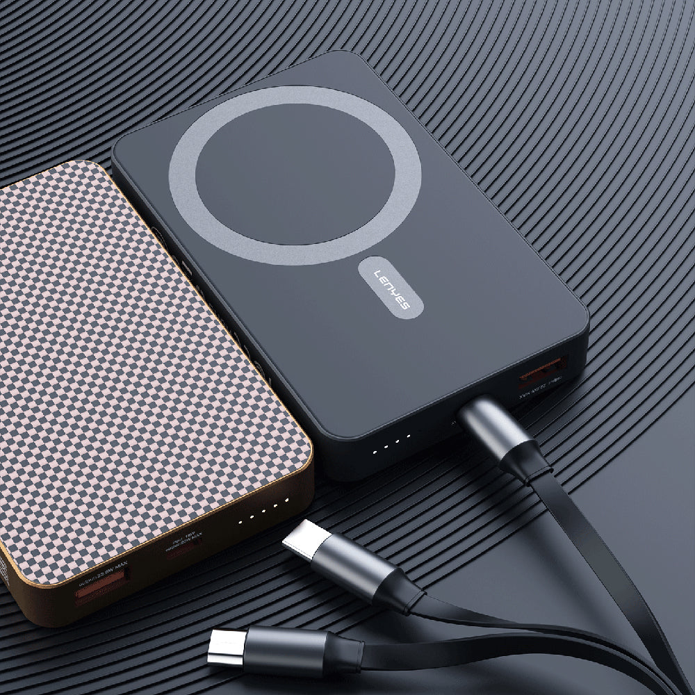 Lenyes P32-1 M-safe Şarj Özellikli Aramid Fiber Powerbank 15W 10000mAh Siyah