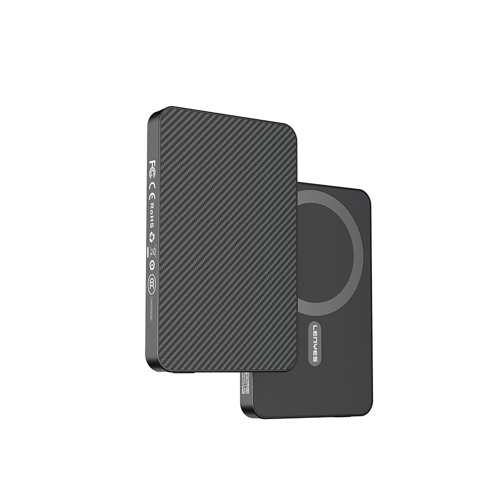 Lenyes P32 M-safe Şarj Özellikli Aramid Fiber Powerbank 15W 5000mAh Siyah