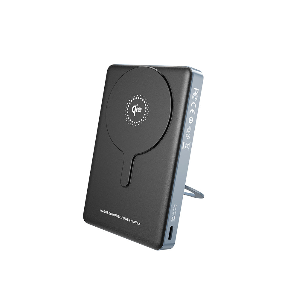 Lenyes PW1013D PD 30W Dijital LED Göstergeli Qi2 Teknolojili Standlı Kablosuz Şarj Özellikli Wireless Powerbank 15W 10000mAh Siyah
