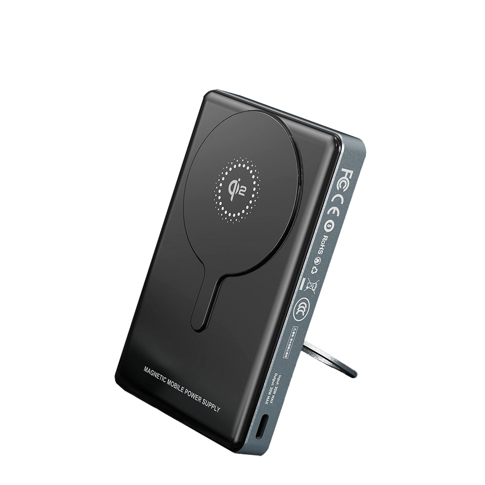 Lenyes PW1013D PD 30W Dijital LED Göstergeli Qi2 Teknolojili Standlı Kablosuz Şarj Özellikli Wireless Powerbank 15W 10000mAh Siyah