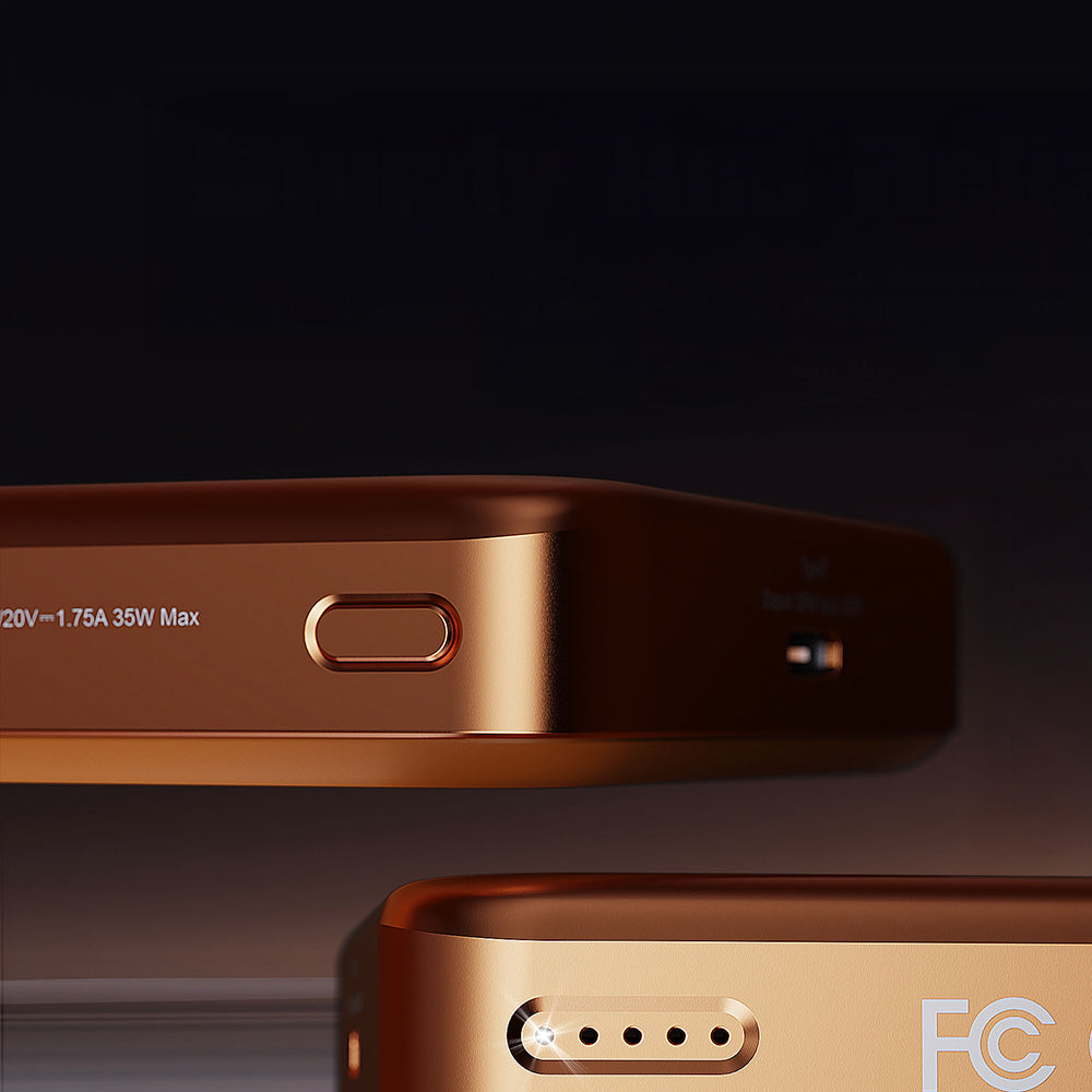 Lenyes PW1018D 35W Dijital LED Göstergeli Qi2 Teknolojili Wireless Powerbank 25W 10000mAh Turuncu