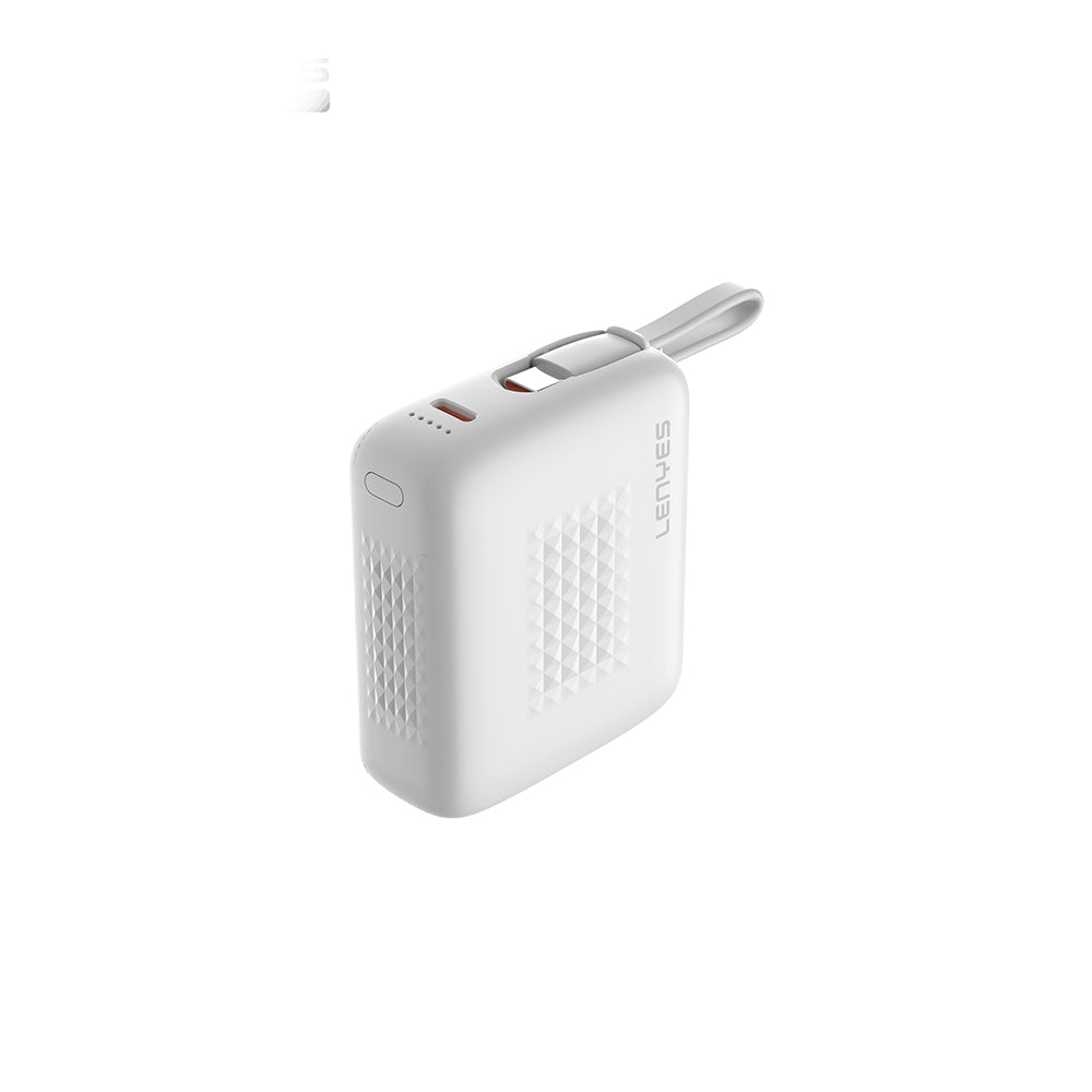 Lenyes PX169D PD 22.5W Hızlı Şarj Özellikli LED Göstergeli Type-C Kablolu Mini Taşınabilir Powerbank 10000mAh Beyaz