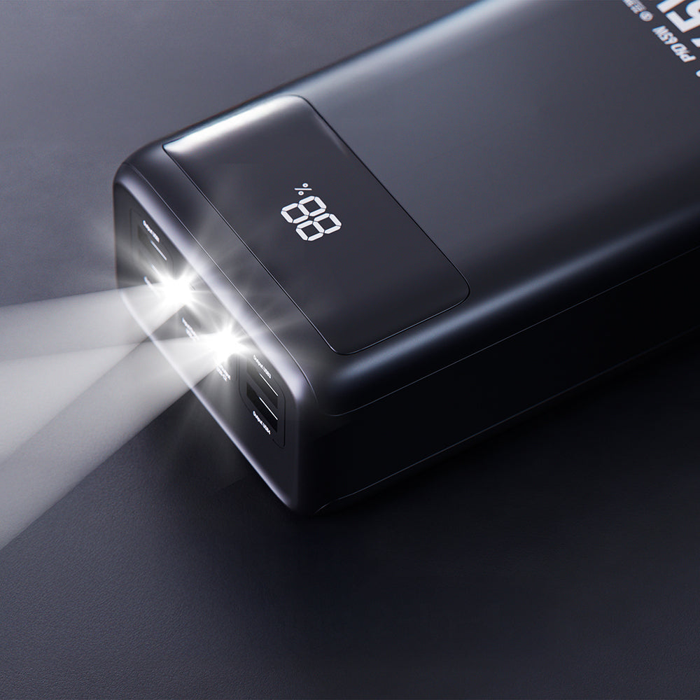 Lenyes PX591D Pro Hızlı Şarj Özellikli Dijital LED Göstergeli Taşınabilir Powerbank 65W 50000mAh Siyah