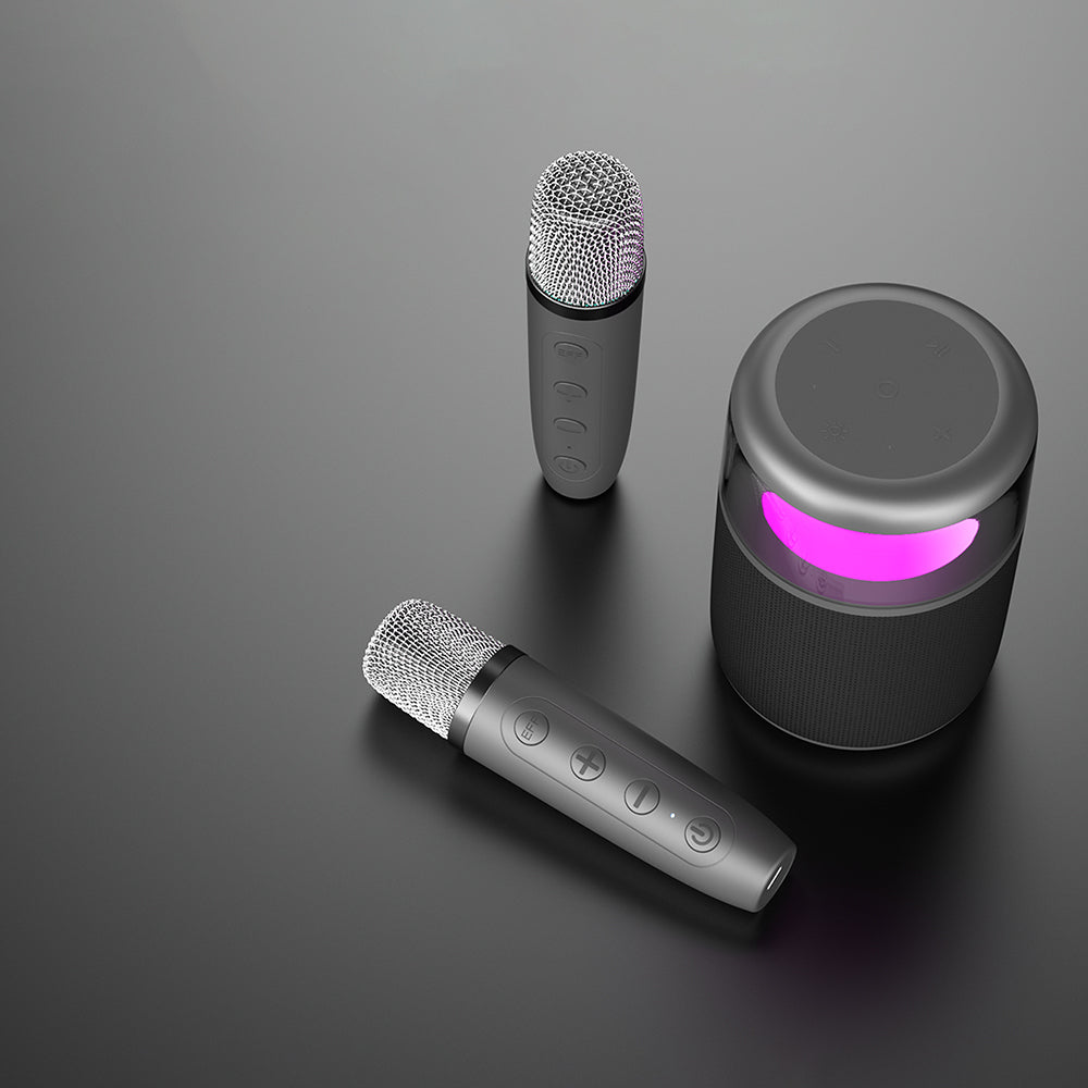 Lenyes S217 RGB Işıklı Karaoke Mikrofonlu Bluetooth Speaker Hoparlör v5.3 Siyah