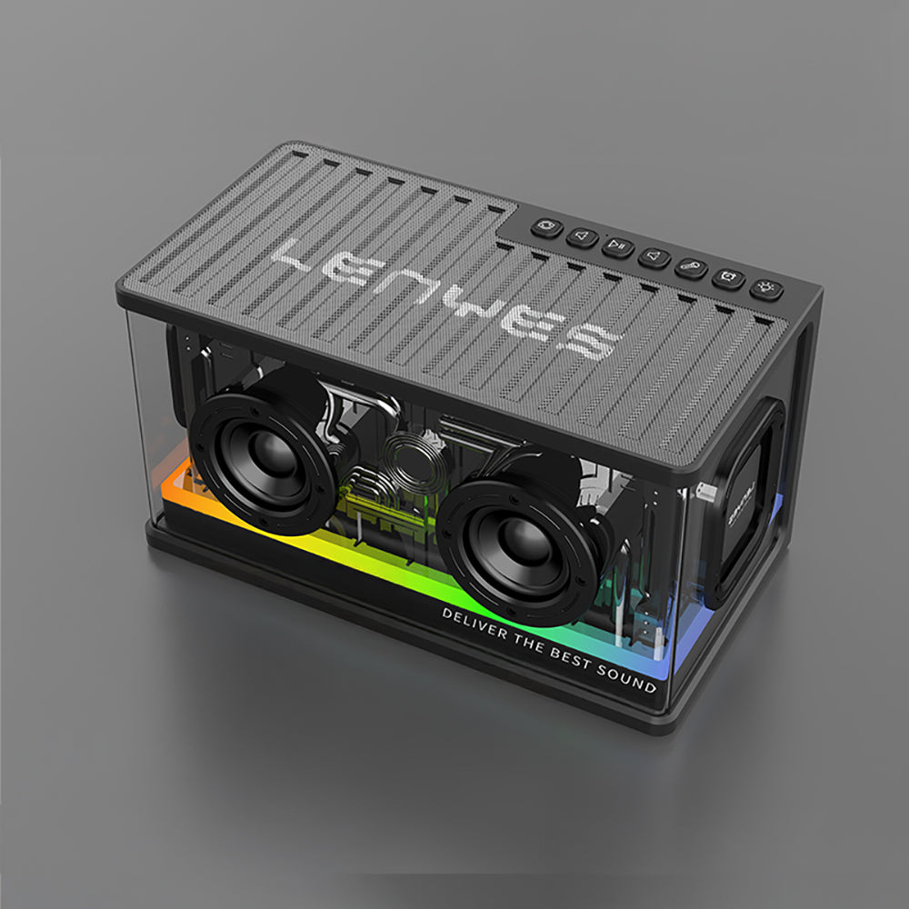 Lenyes S839 RGB Işıklı Taşınabilir TWS Bluetooth Hoparlör v5.2 Siyah