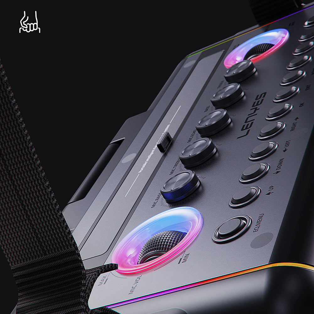 Lenyes S892 RGB Işıklı Mikrofonlu Dokunmatik Ekranlı Taşınabilir TWS Bluetooth Speaker Hoparlör v5.3 300W Siyah