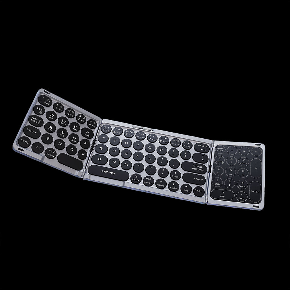 Lenyes WK110 Sessiz Tuş Tasarımlı Num Touch Pad Özellikli Katlanabilir Bluetooth Bağlantılı Kablosuz Klavye Siyah