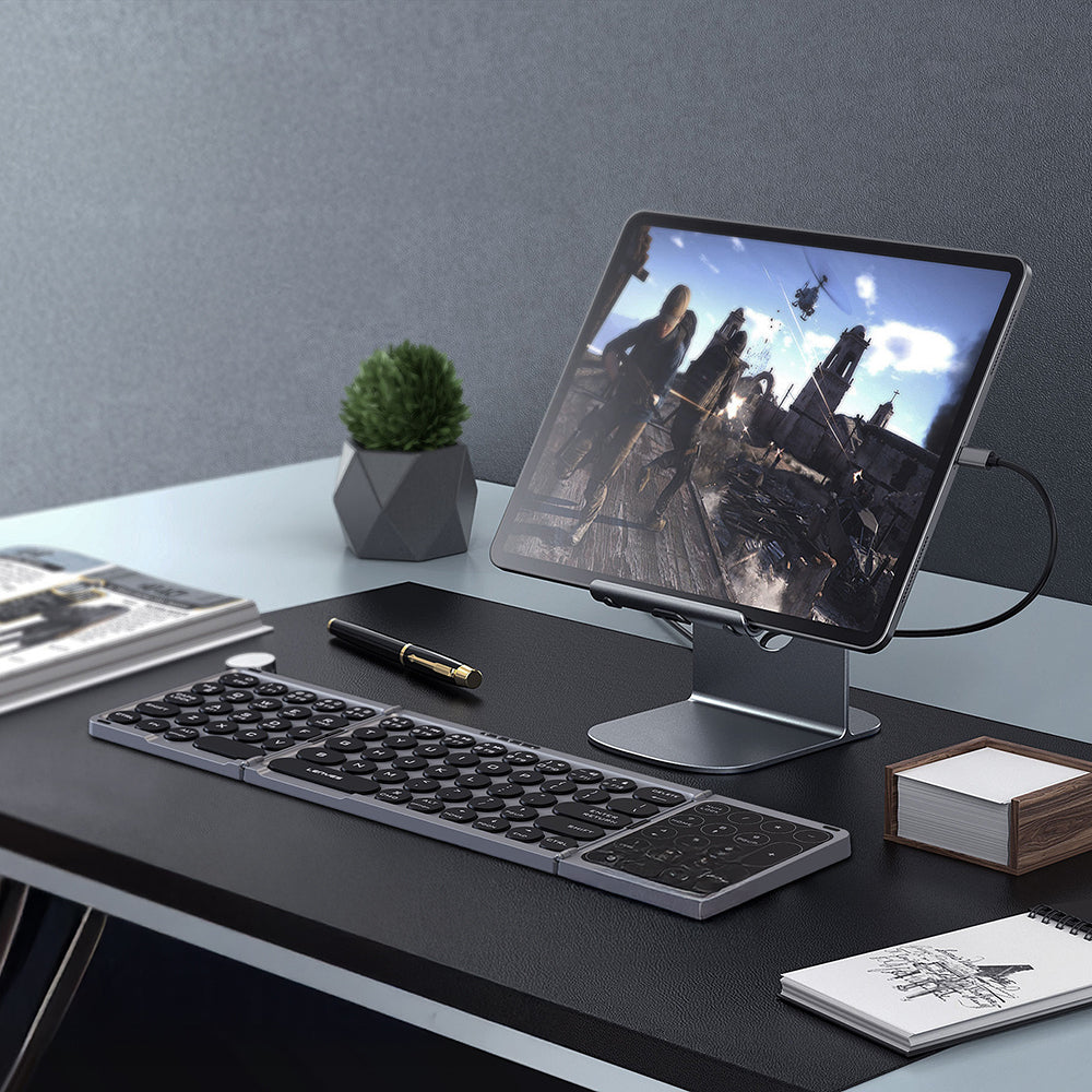 Lenyes WK110 Sessiz Tuş Tasarımlı Num Touch Pad Özellikli Katlanabilir Bluetooth Bağlantılı Kablosuz Klavye Siyah