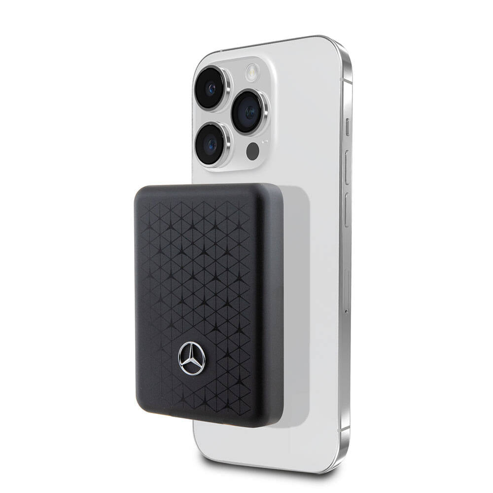 Mercedes Benz Led Işıklı Göstergeli Magsafe Magnetik Orjinal Lisanslı Powerbank 3000 Mah Siyah