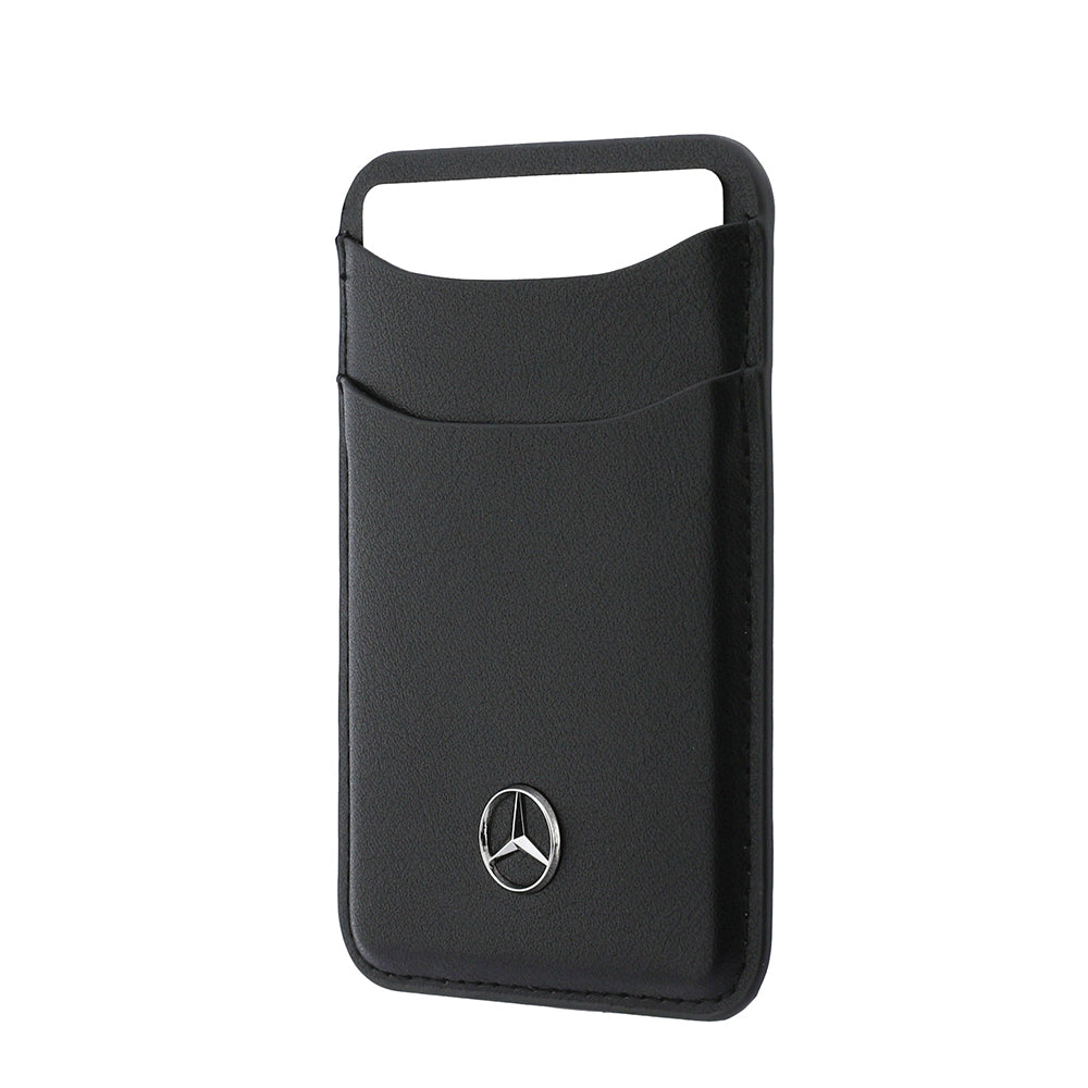 Mercedes Benz Orjinal Lisanslı Yeni Nesil 2 Hazneli Metal Logolu Deri Magnetik Kartlık Siyah