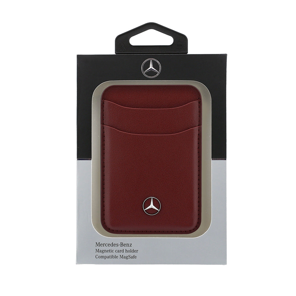 Mercedes Benz Orjinal Lisanslı Yeni Nesil 2 Hazneli Metal Logolu Deri Magnetik Kartlık Kırmızı