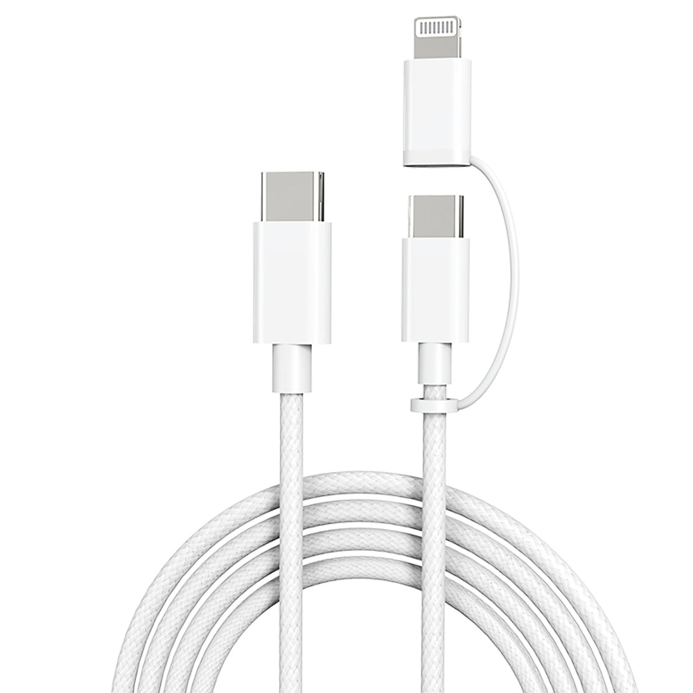 Micflip A22 2in1 PD Type-C to Type-C + Lightning MFI Sertifikalı Data ve Şarj Kablosu 240W 1M Beyaz