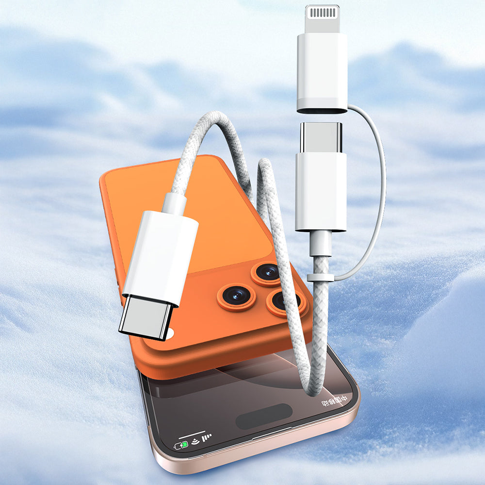 Micflip A22 2in1 PD Type-C to Type-C + Lightning MFI Sertifikalı Data ve Şarj Kablosu 240W 1M Beyaz